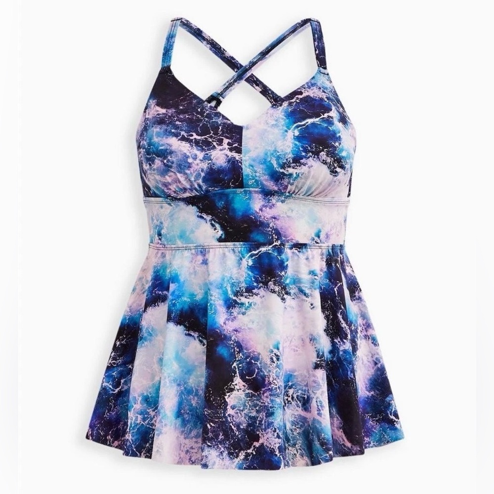 Torrid Oceanic Print Racerback Tankini Swim Top